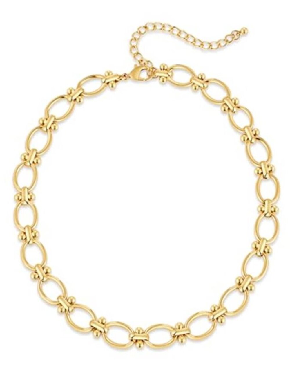 Gold Tone Oval Paperclip Chain Necklace Knot Accent Chunky Statement Choker
